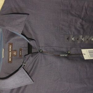Michael Kors Men's Dark Blue Button Down Shirt XL slim Fit